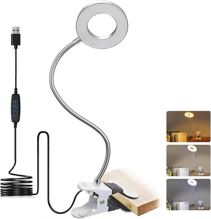 Lampa biurkowa z zaciskiem 360° elastyczna, przyjazna dla oczu