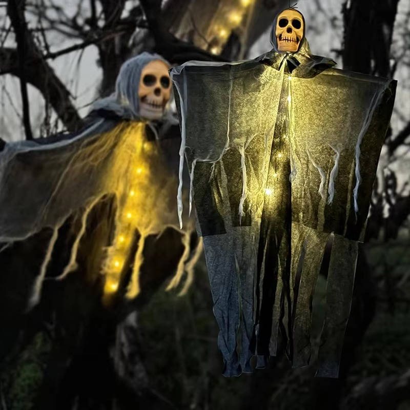 Świecące Czaszki Straszne Dekoracje Halloweenowe na Zewnątrz - Zestaw Dwóch