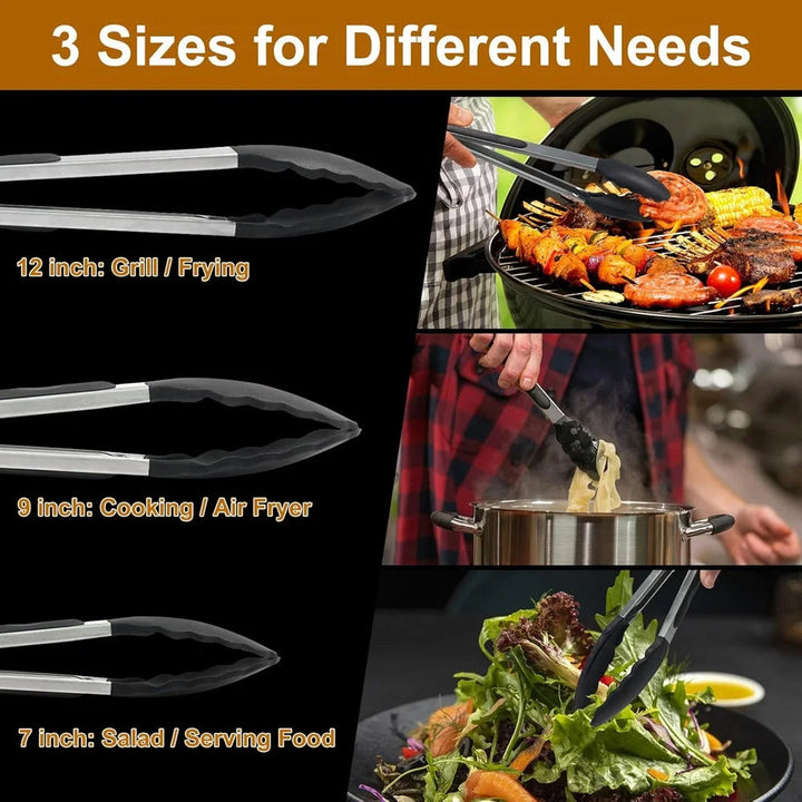 Silikonowe szczypce kuchenne (zestaw 3-częściowy)