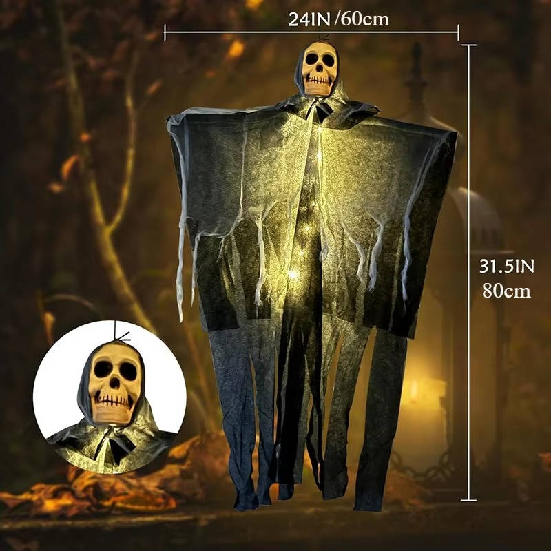 Świecące Czaszki Straszne Dekoracje Halloweenowe na Zewnątrz - Zestaw Dwóch