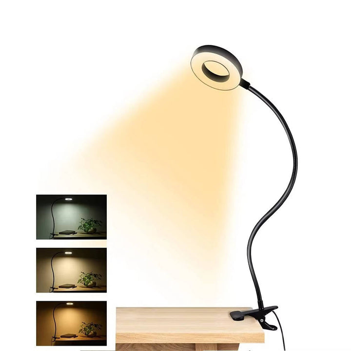Lampa biurkowa z zaciskiem 360° elastyczna, przyjazna dla oczu