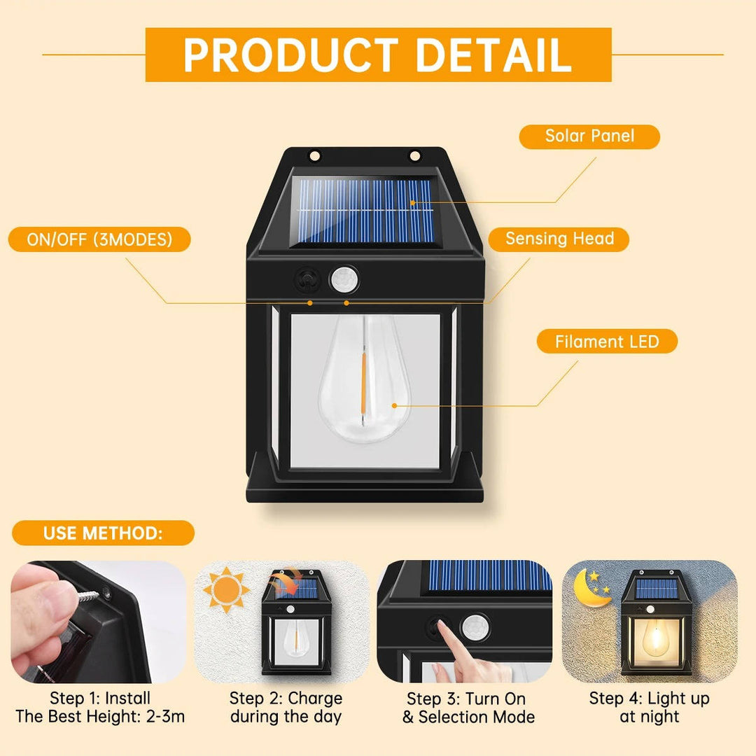 2 Zestaw Lamp Solarnych na Ścianę na Zewnątrz