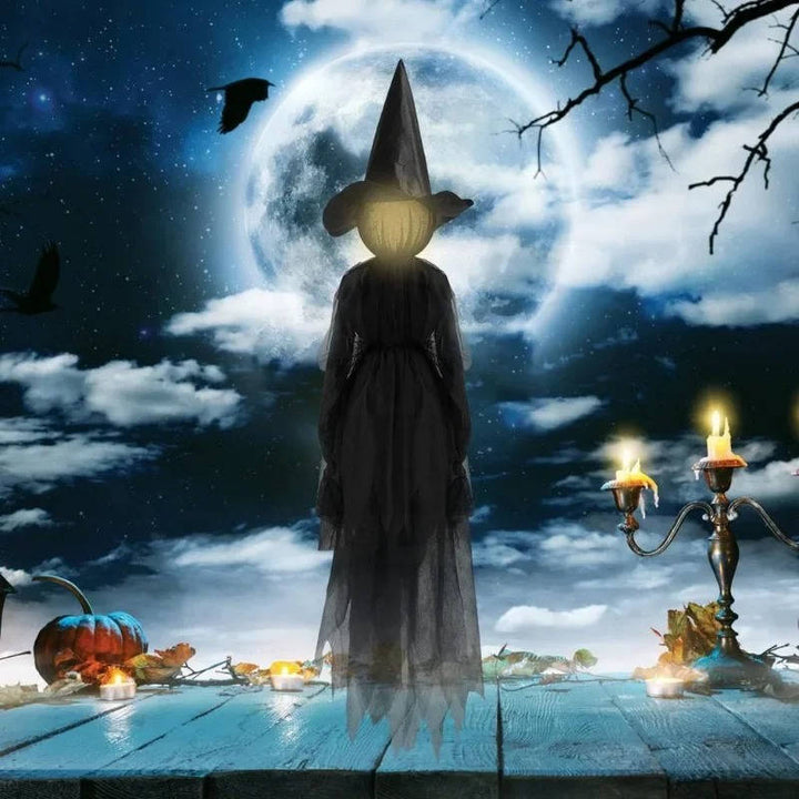 3SZT Dekoracje Halloweenowe do Użytku Wewnętrznego i Zewnętrznego - Czarownica Trzymająca Rękę Aktywowana Dźwiękiem