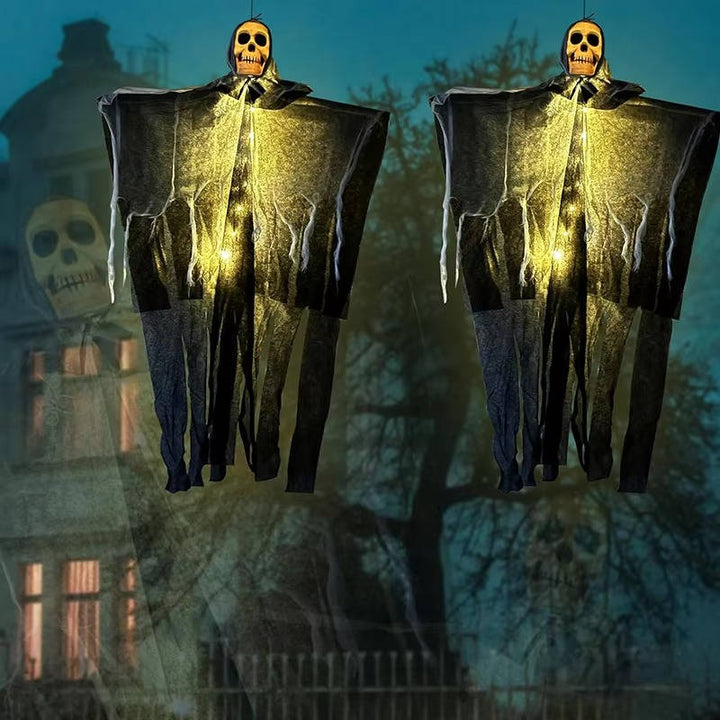 Świecące Czaszki Straszne Dekoracje Halloweenowe na Zewnątrz - Zestaw Dwóch
