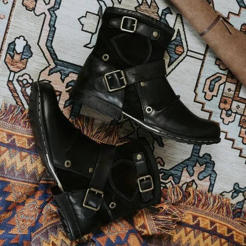 Męskie Vintage Styl Buckled Ankle Boots