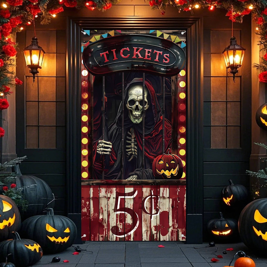 Halloweenowa Osłona Drzwi - Przerażająca Dekoracja