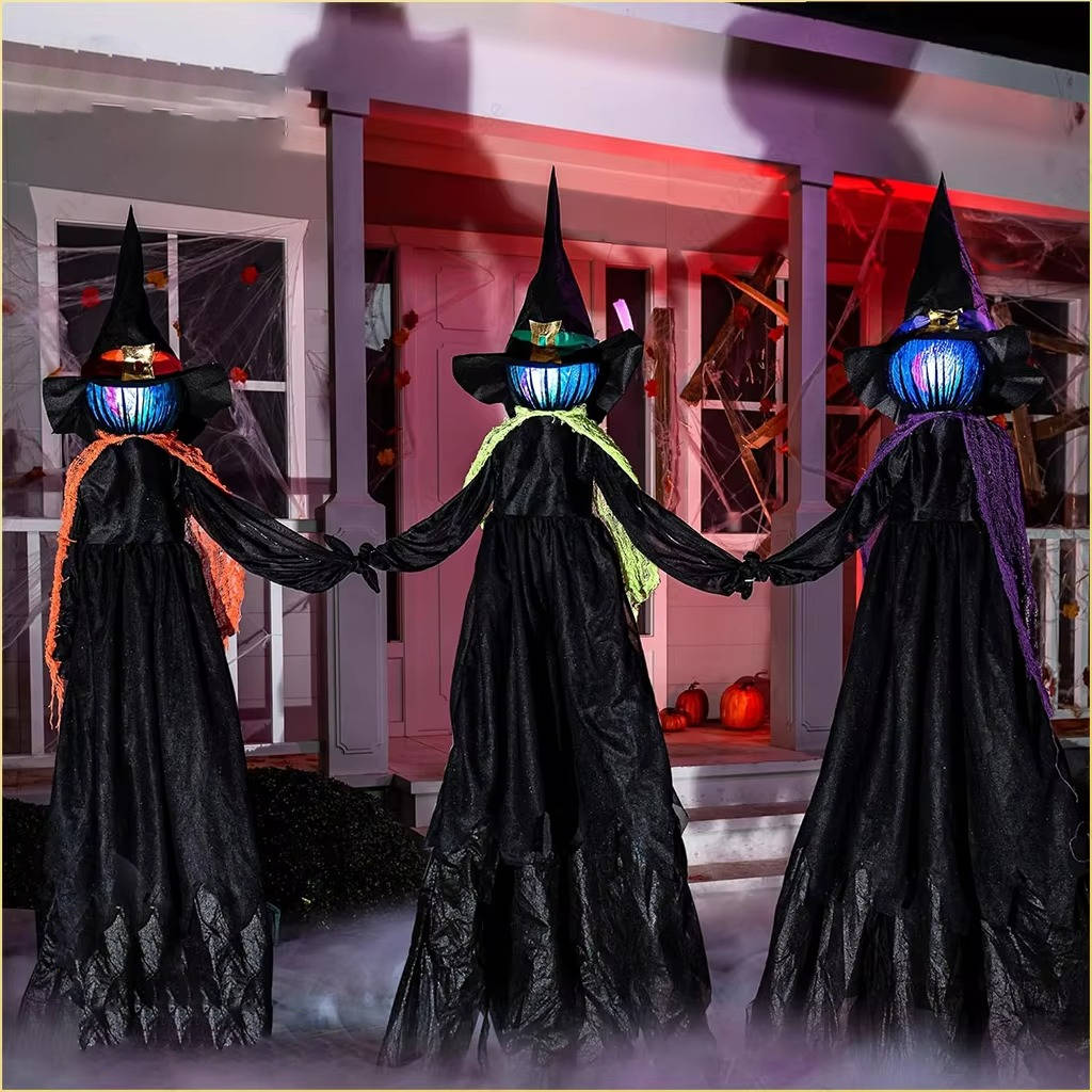 3SZT Dekoracje Halloweenowe do Użytku Wewnętrznego i Zewnętrznego - Czarownica Trzymająca Rękę Aktywowana Dźwiękiem
