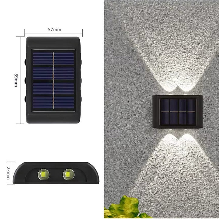 Energooszczędna lampa ścienna LED na zewnątrz zasilana energią słoneczną