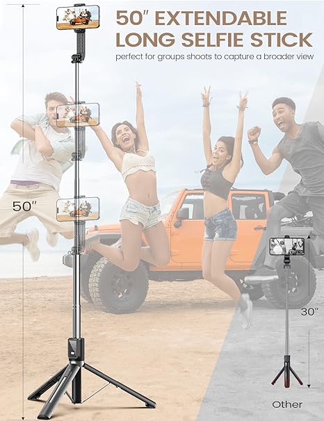 6 W 1 Bezprzewodowy Bluetooth Selfie Stick z Lampą Uzupełniającą