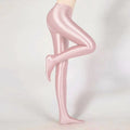 Błyszczące Opaque Lśniące Pończochy na Wysokim Talii - Wysokiej Elastyczności Skinny Leggings Spodnie Ołówkowe