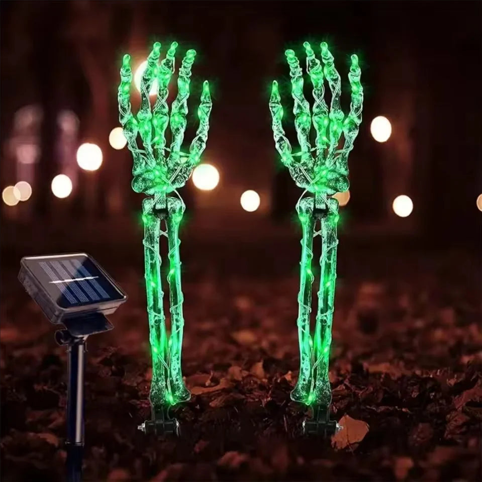 Halloweenowe Słoneczne Lampy w Kształcie Ręki Szkieletu