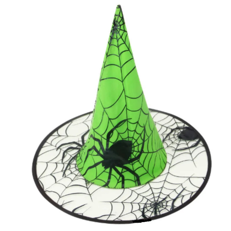 Kolorowy Kapelusz Czarownicy z Pajęczyną Kostium Halloween