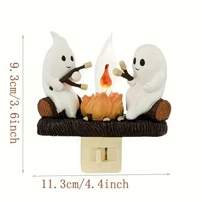 Halloweenowy Duchowy Ognisko Nocna Lampa - Migoczący Płomień Nocna Lampa