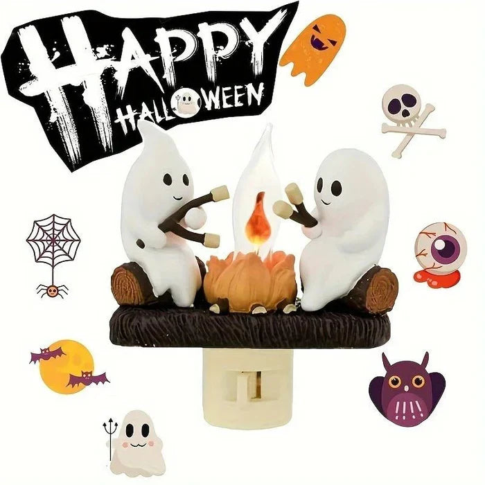 Halloweenowy Duchowy Ognisko Nocna Lampa - Migoczący Płomień Nocna Lampa