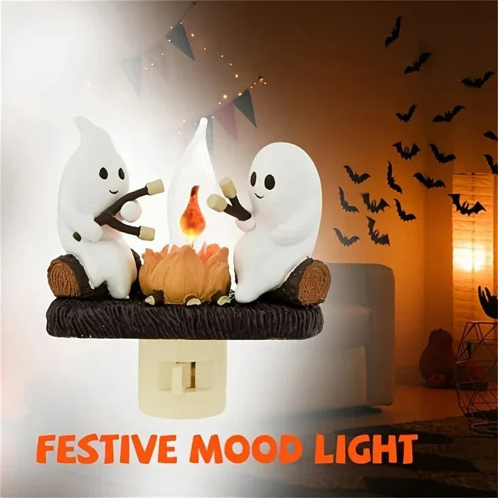 Halloweenowy Duchowy Ognisko Nocna Lampa - Migoczący Płomień Nocna Lampa