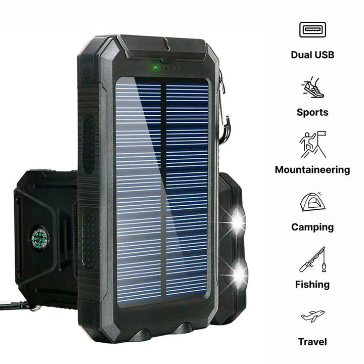 Wodoodporny power bank z ładowarką solarną