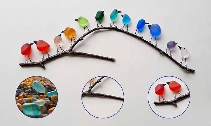 Dekoracje z Szkła Morskiego - Ptaki, Notatki Miłości Wybrzeża