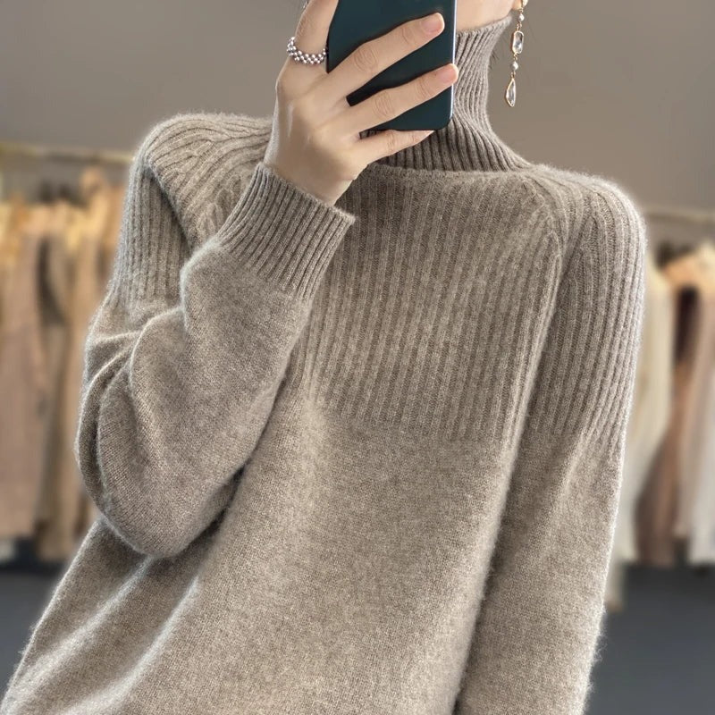 Sweter Damski z Kaszmiru z Golfem
