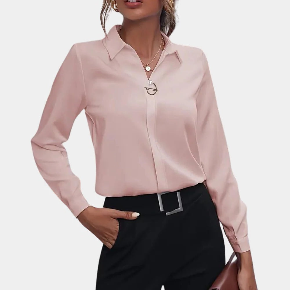 Elegancka Gładka Bluzka Damska