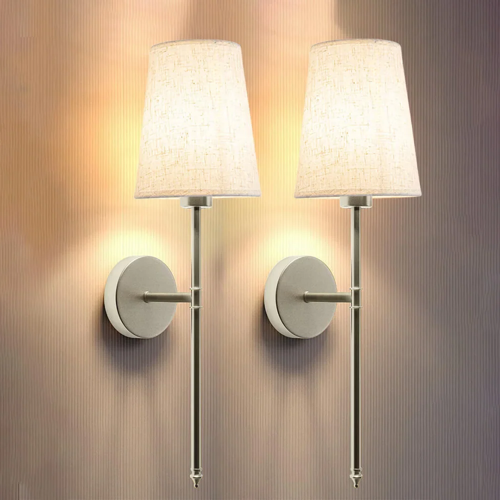 Bezprzewodowa Lampa Ścienna z Tkaniny (ZESTAW 2 + 2 ŻARÓWKI GRATIS)