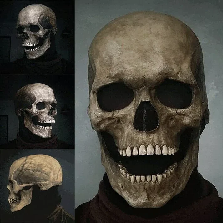 Maska Czaszki z Ruchomą Szczęką - Realistyczna Maska Czaszki dla Ludzi na Halloween