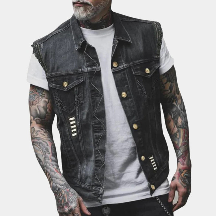Retro Denim Kamizelka Męska