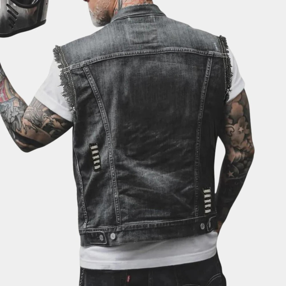 Retro Denim Kamizelka Męska