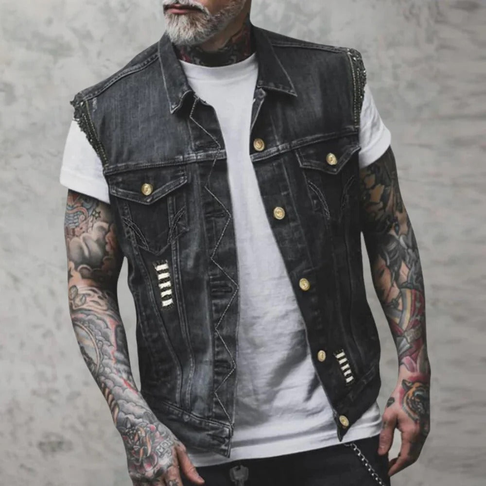 Retro Denim Kamizelka Męska