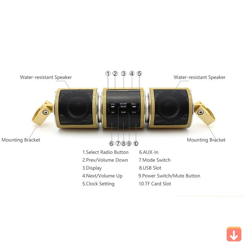 Głośnik Bluetooth do motocykla z radiem FM