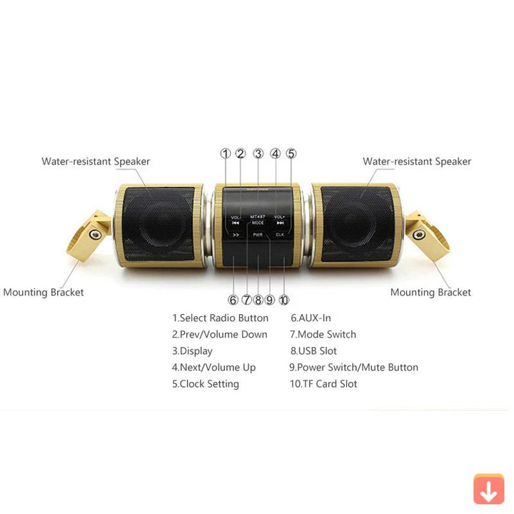 Głośnik Bluetooth do motocykla z radiem FM