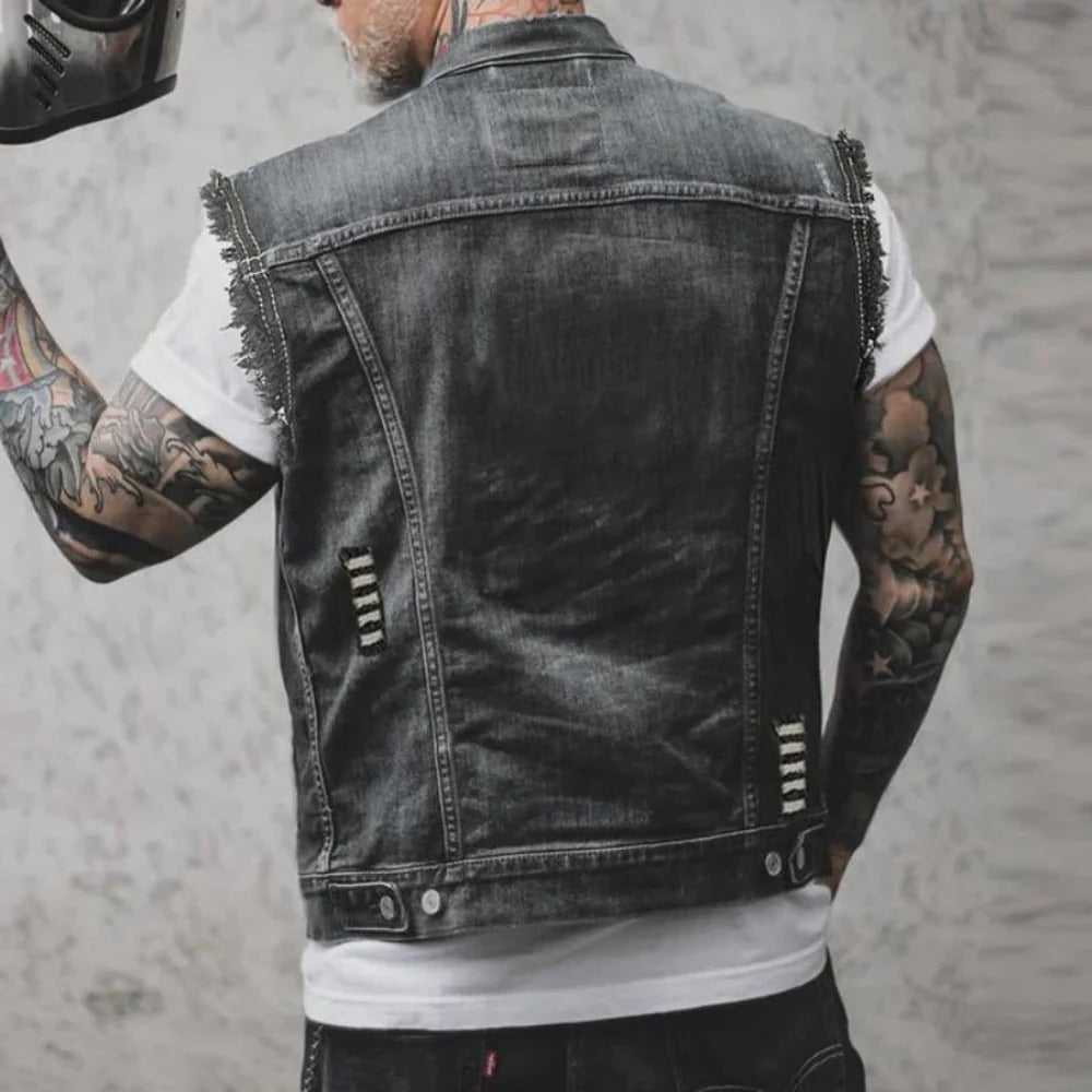 Retro Denim Kamizelka Męska