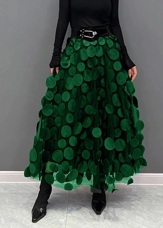 Elegancka Spódnica z Patchworku w Groszki i Tiulu