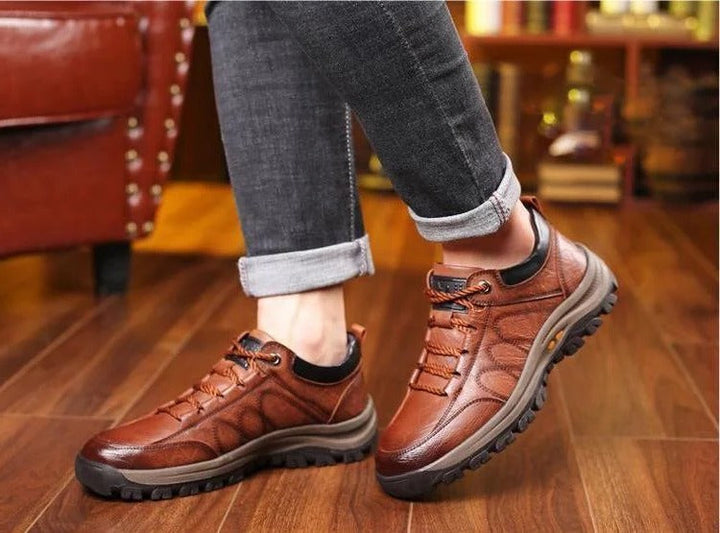 Męskie Casual Ręcznie Szyte Buty z Wsparciem Łuku i Antypoślizgowe Oddychające