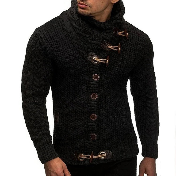 Sweter Dzianinowy z Zapięciem na Toggle