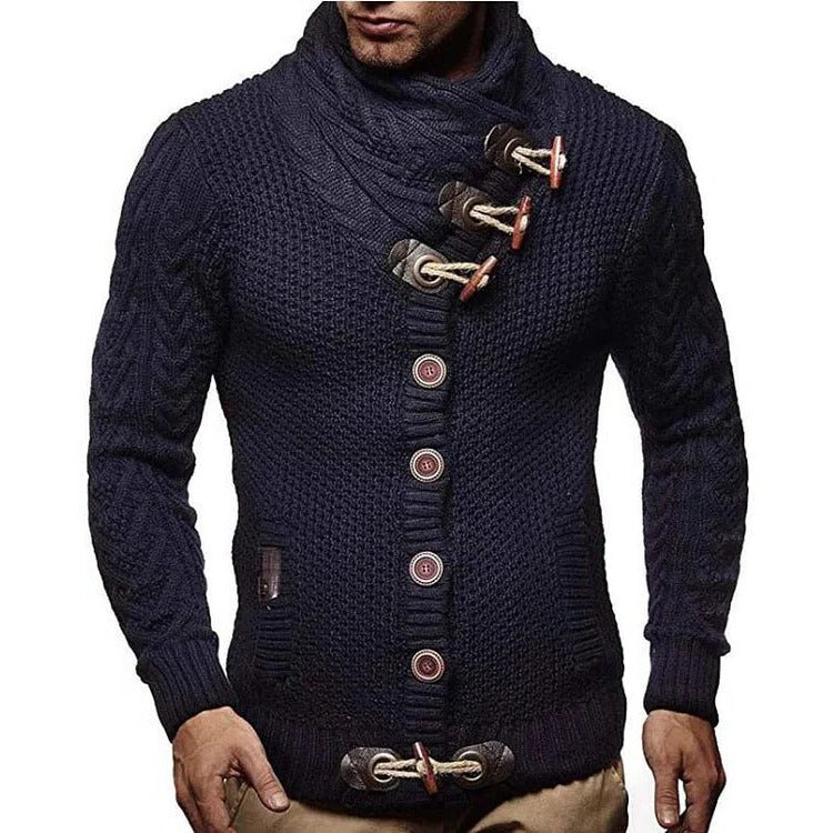 Sweter Dzianinowy z Zapięciem na Toggle