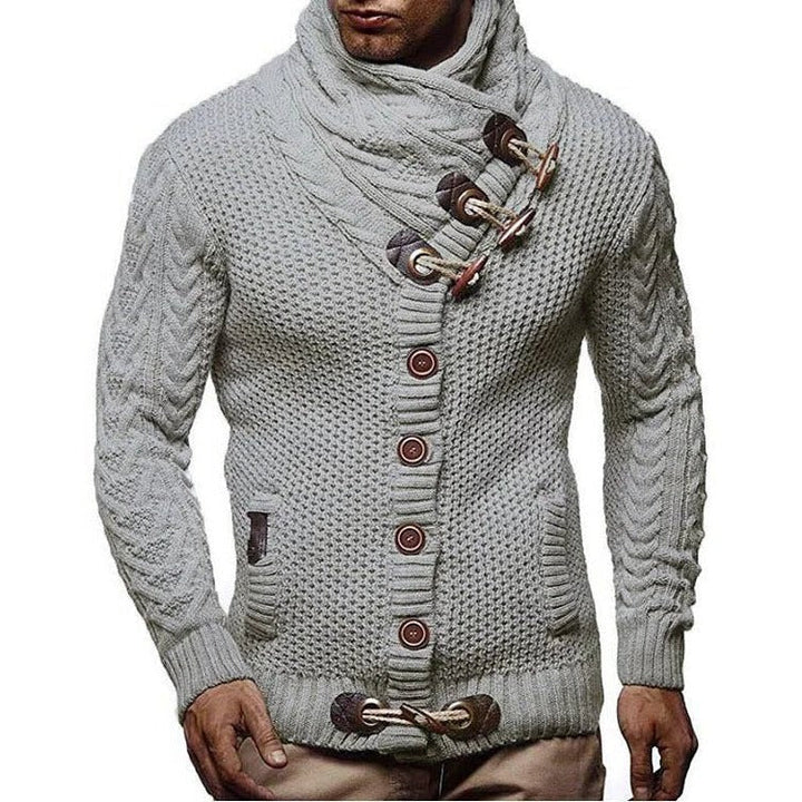 Sweter Dzianinowy z Zapięciem na Toggle