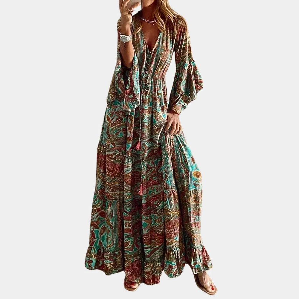 Boho Długa Sukienka Damska