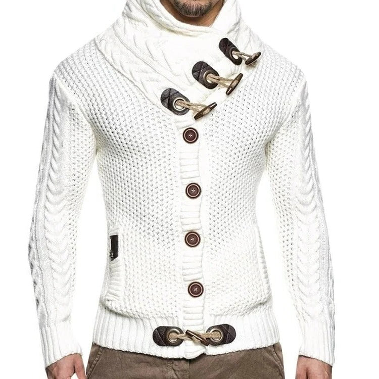 Sweter Dzianinowy z Zapięciem na Toggle