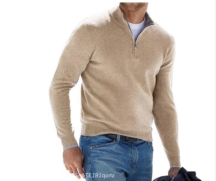 Męski Kaszmirowy Sweter z Zipperem