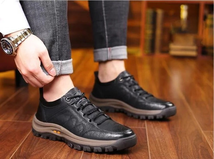 Męskie Casual Ręcznie Szyte Buty z Wsparciem Łuku i Antypoślizgowe Oddychające