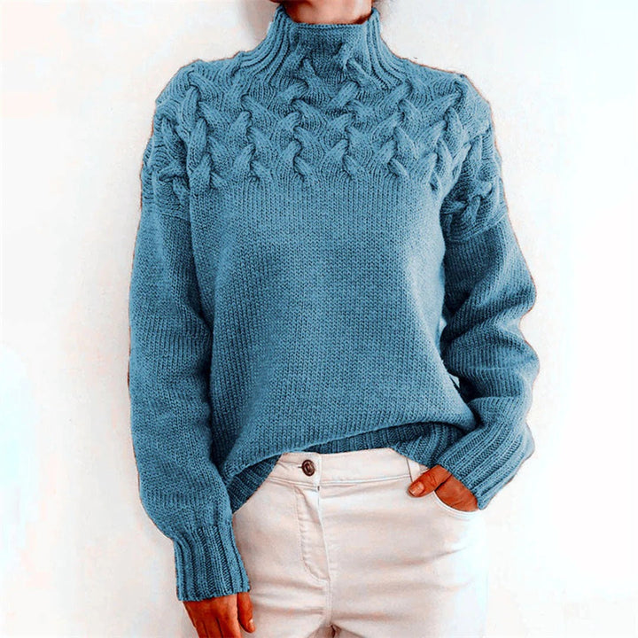Sweter damski z dzianiny z golfem