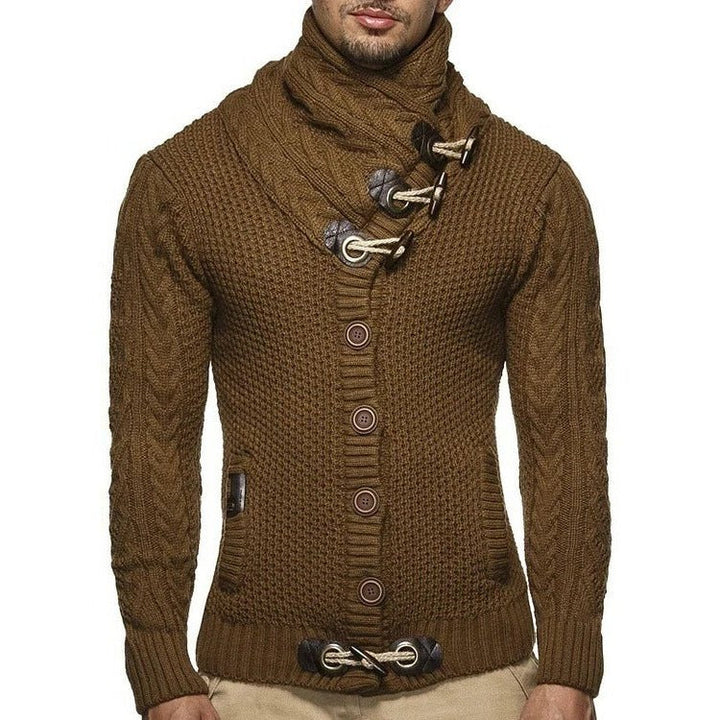 Sweter Dzianinowy z Zapięciem na Toggle