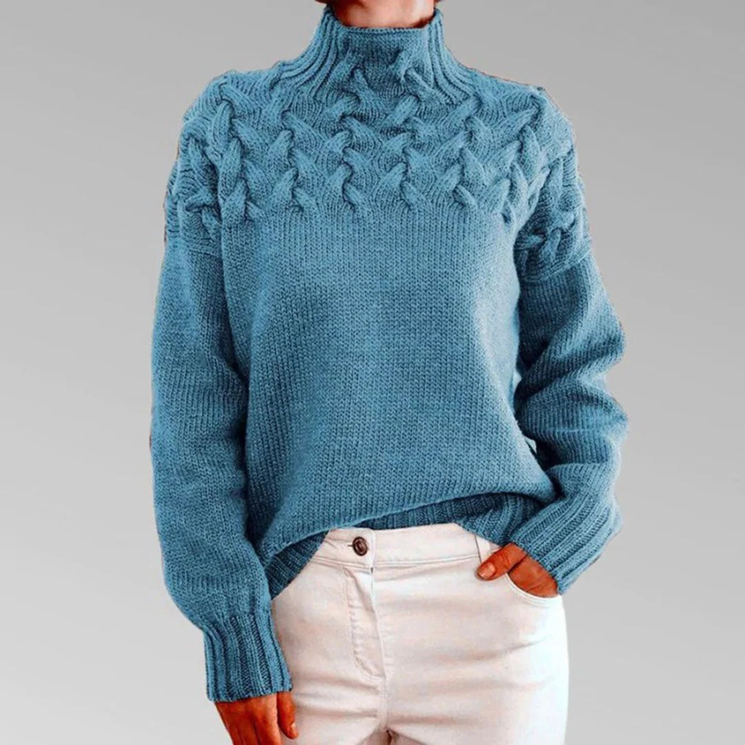 Sweter damski z dzianiny z golfem