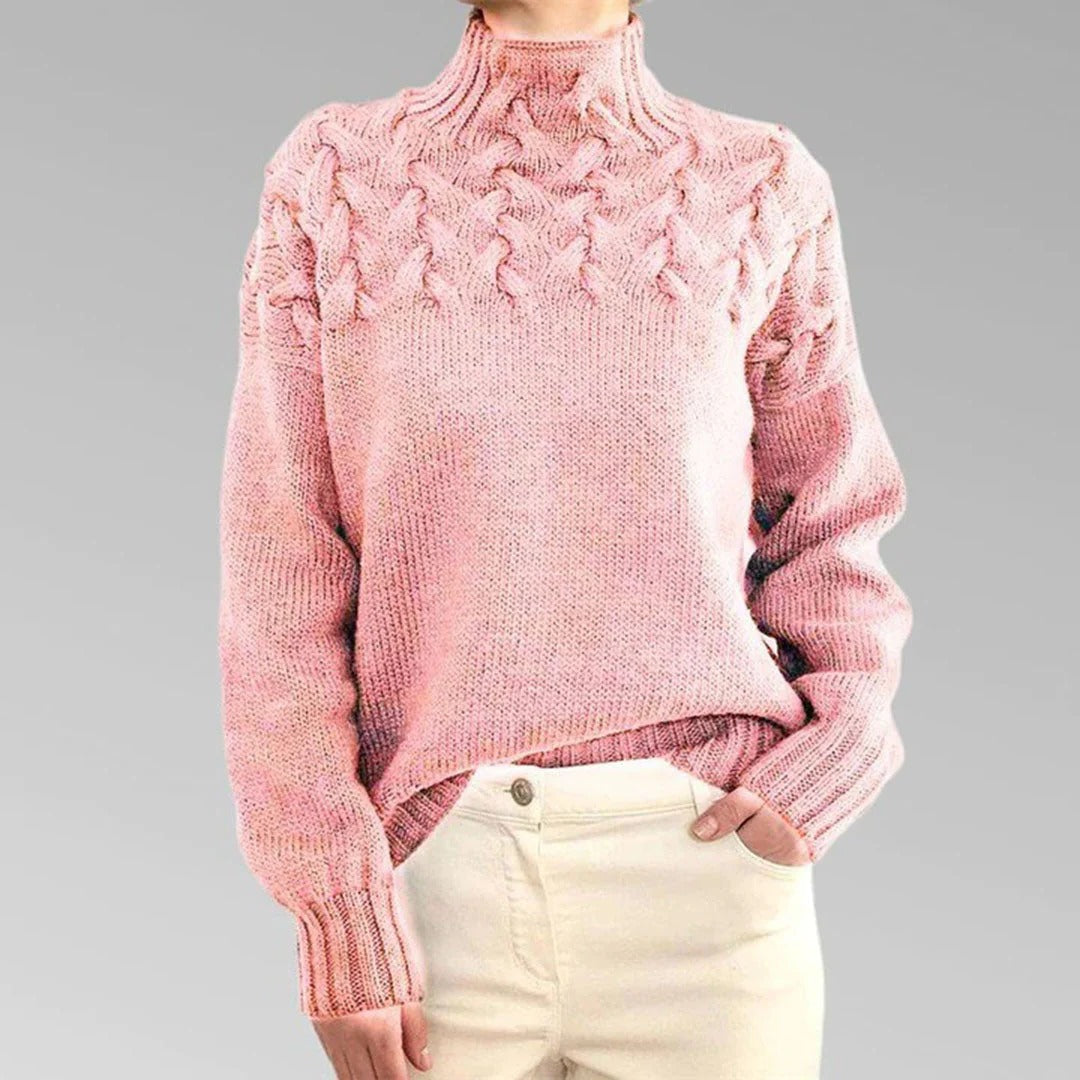 Sweter damski z dzianiny z golfem