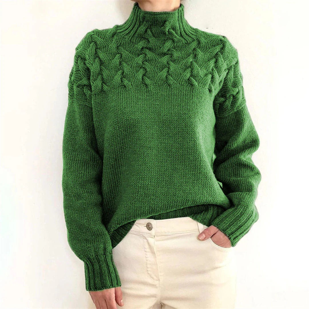Sweter damski z dzianiny z golfem