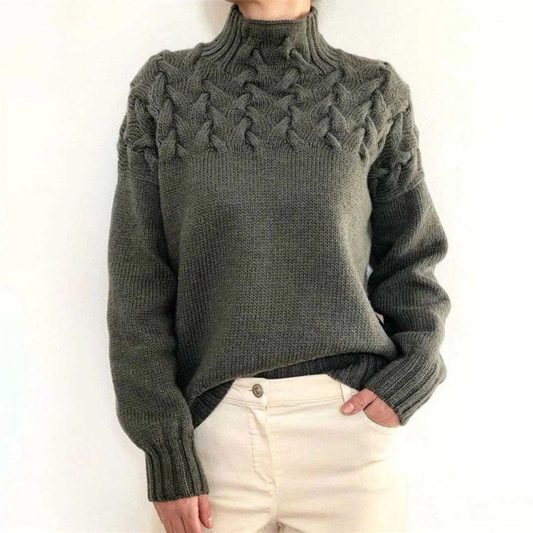 Sweter damski z dzianiny z golfem
