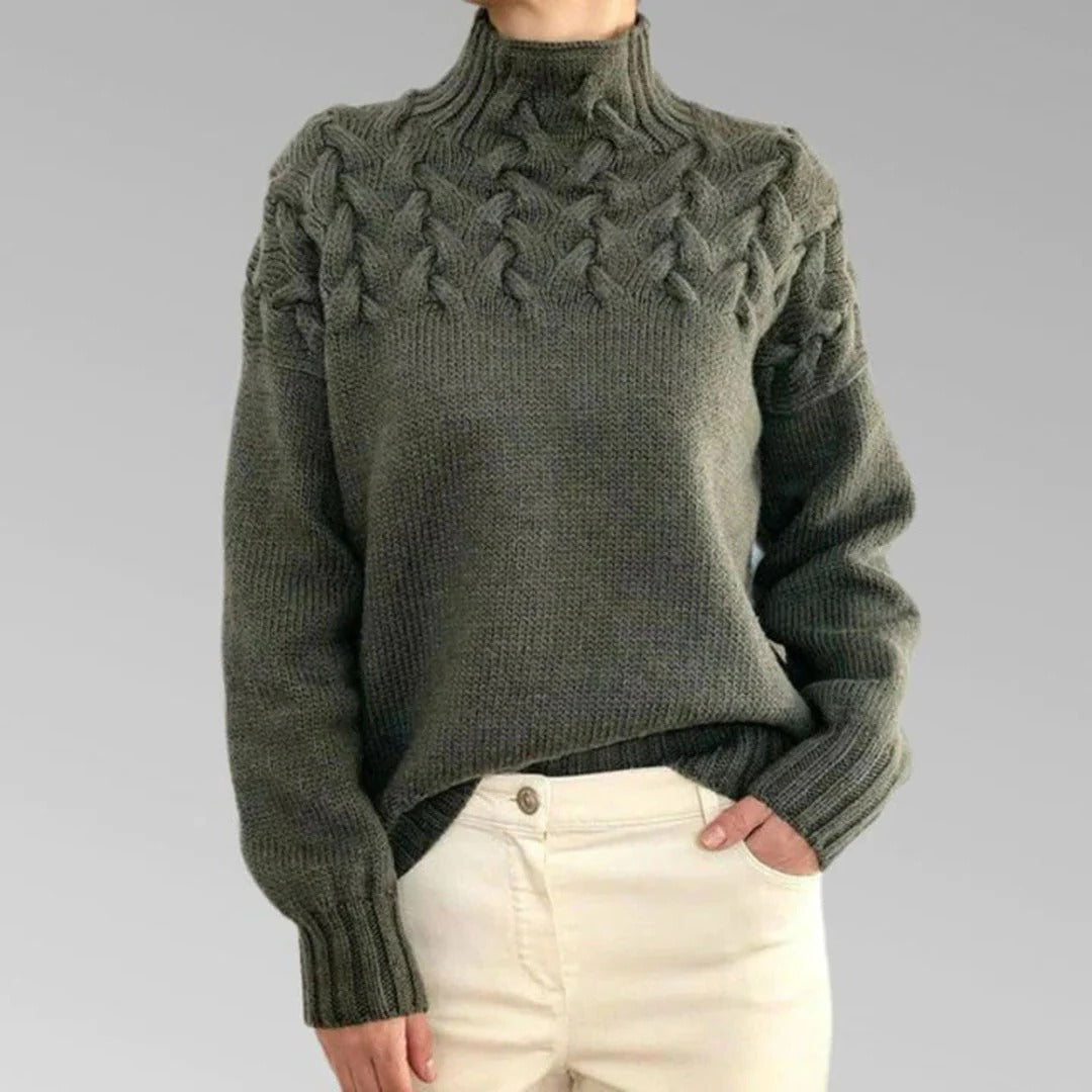 Sweter damski z dzianiny z golfem