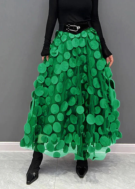 Elegancka Spódnica z Patchworku w Groszki i Tiulu