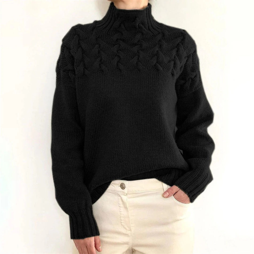 Sweter damski z dzianiny z golfem
