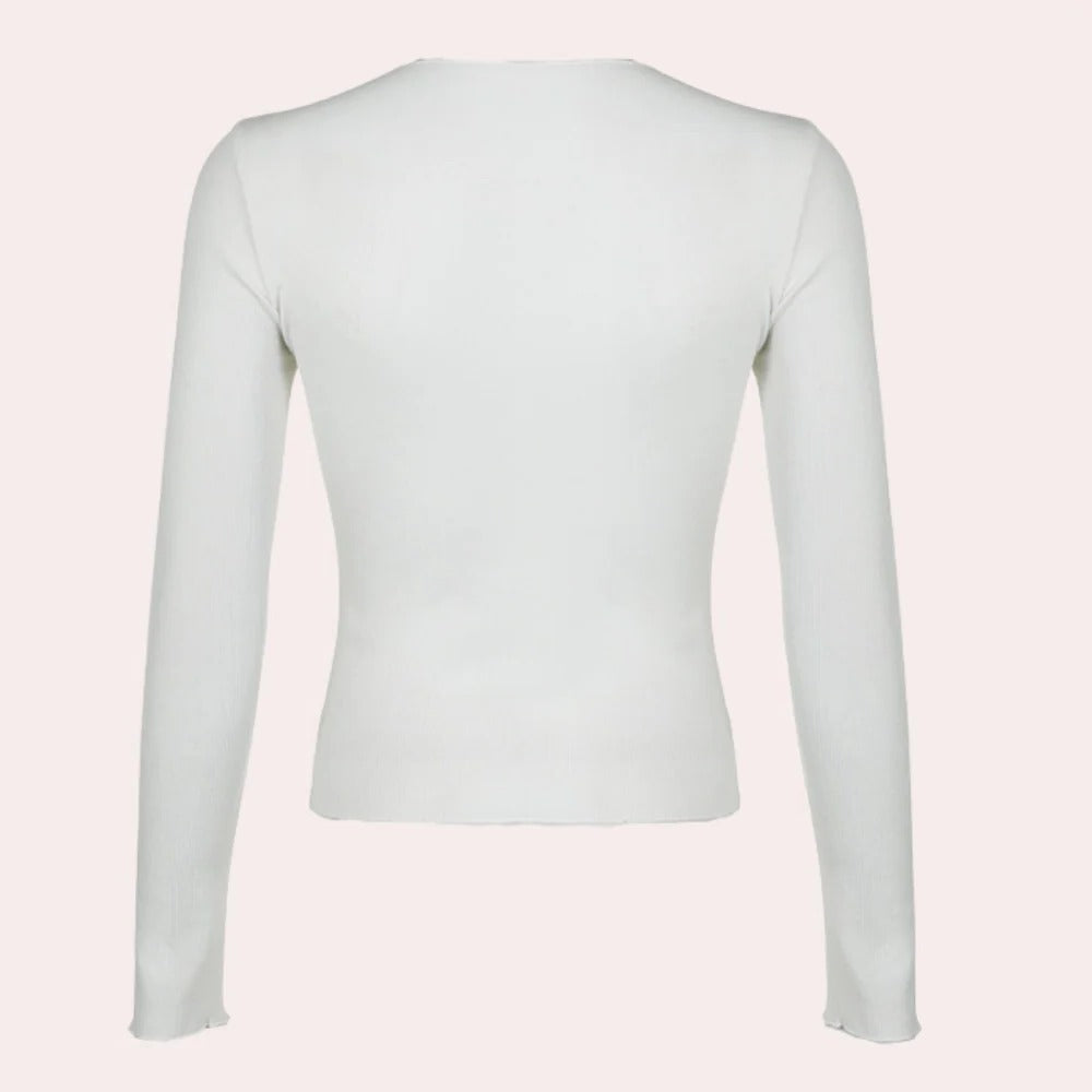 Prosty damski top z długim rękawem